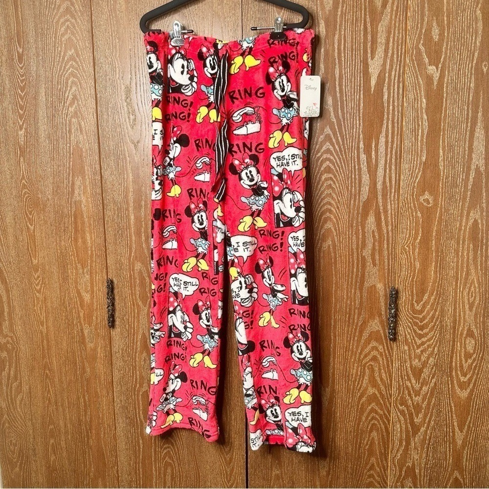 NWT Disney Minnie Mouse Pajama Pants Red Plush Sleepwear Loungewear Cartoon - Picture 2 of 6